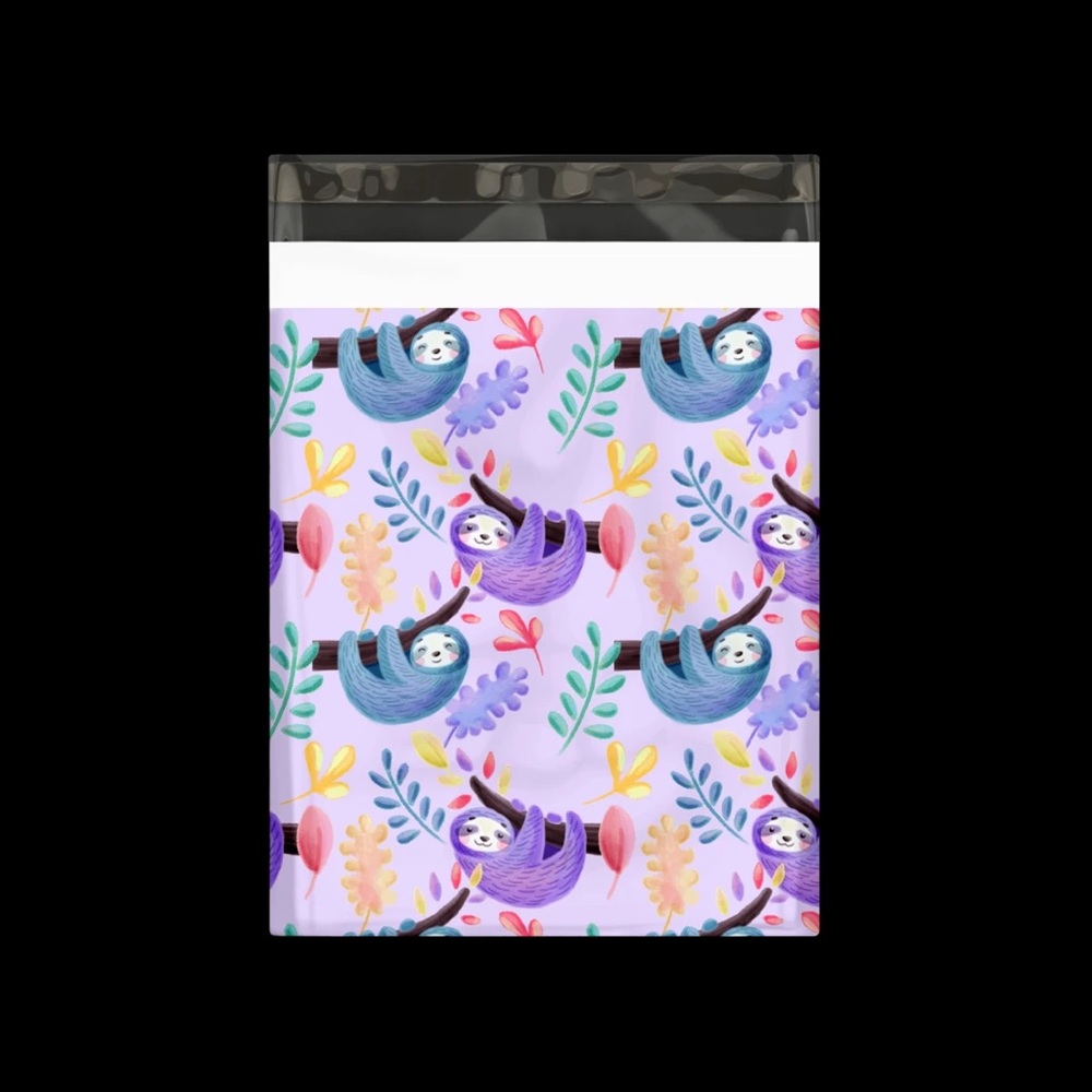 25 10X13 Poly Mailers Purple Sloths Shipping Envelopes Bags PRICE IS FIRM - Picture 4 of 7